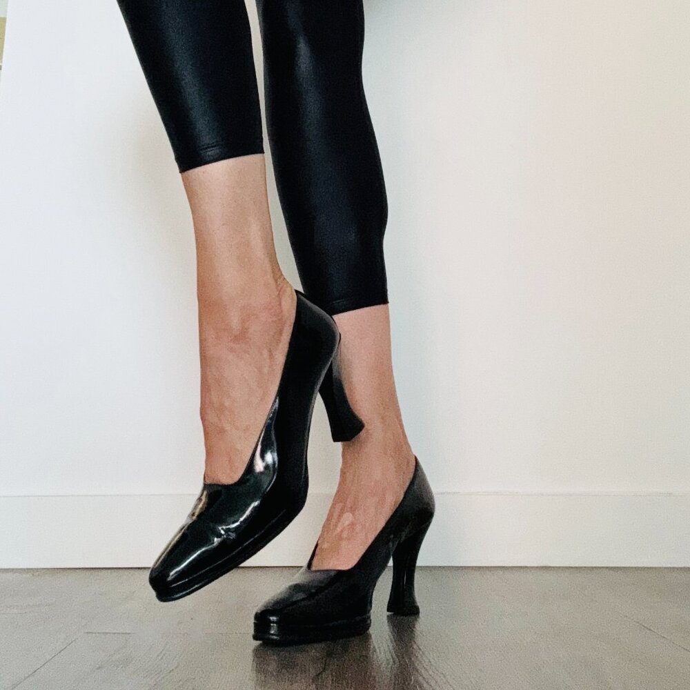 Vintage Karl Lagerfeld Eye Catching, Patent Leather, High Heel Sexy Shoes
